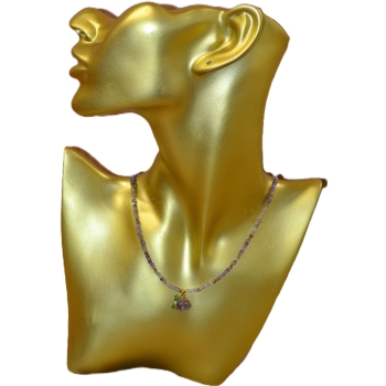 Naszyjnik handmade z fluorytem ametystem i cyrkonią